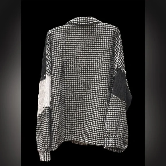 POL Stylish Black and White Women's Houndstooth/ Gingham Jacket / Shacket - Picture 2 of 5